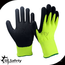 SRSAFETY 13G Doublure en nylon tricoté nitrile revêtu de gant de travail vert, Chine fournisseur fils de nylon